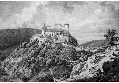 Hhrad a  pomník knížete Fürstenberga, rok 1860